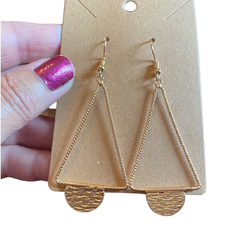 Gold Triangle Lightweight Drop Earrings
